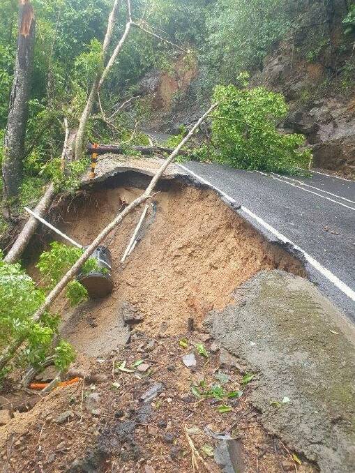 The Kuranda Range Road which is part of the Kennedy Highway linking north Cairns to Kuranda is currently unsafe to drive and has been closed. Picture: TMR 