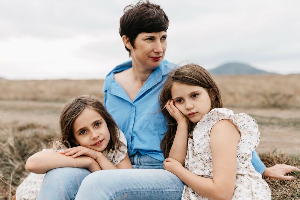 Peta Jeppesen with daughters Rose and Mary. Picture: Pip Williams