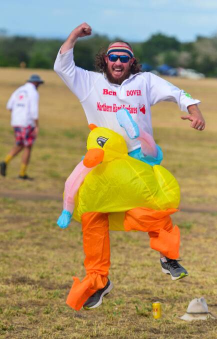 The celebrations continue for Ben Schutt and his duck. Picture: Scott Radford-Chrisholm