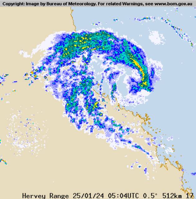 Tropical Cyclone Kirrily has been upgraded to a Category 3. Picture: BoM