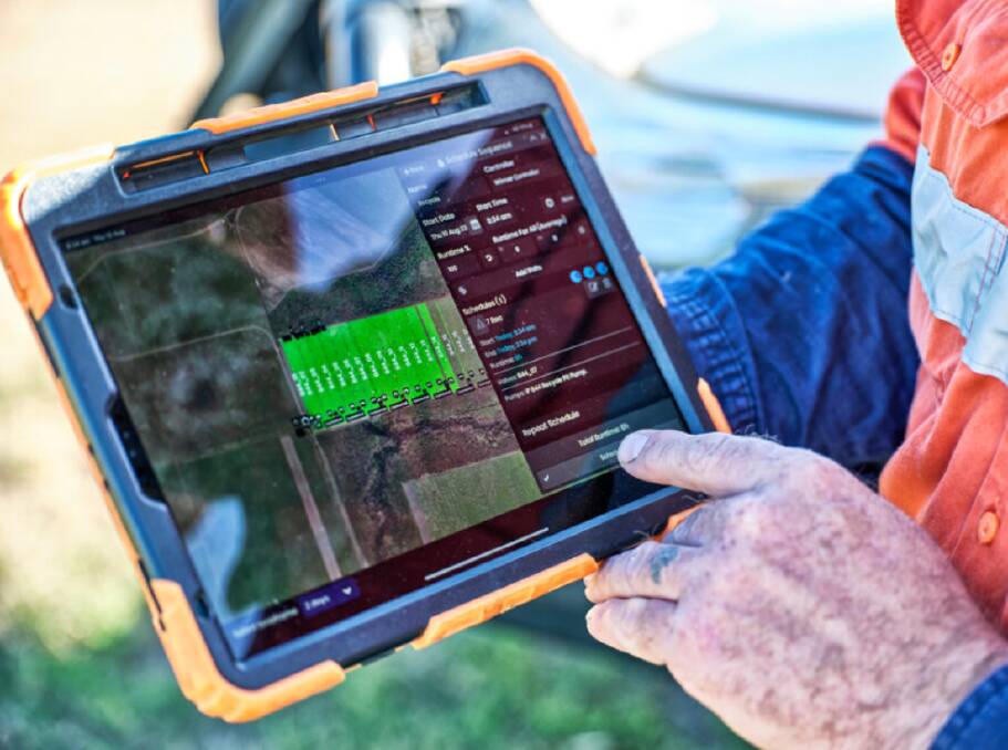 The irrigation schedule can be controlled from a tablet. Picture: Wilmar Sugar Australia Limited.