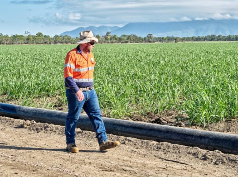 Wilmar Farmhand Robert McArdle at the 130ha cane farm where the automated irrigation trial is being run. Picture: Wilmar Sugar Australia Limited.