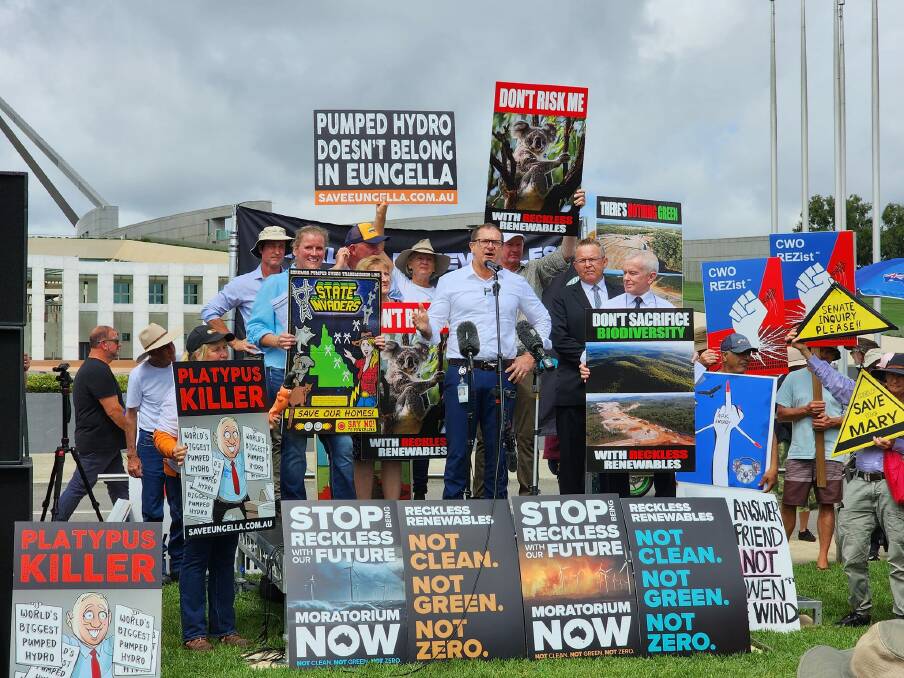 A national rally against renewables was held in Canberra on February 6. Picture: Jonelle Nielsen