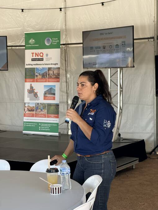 Emily Harrington speaking at the Northern Beef Producers Expo in June. Picture: TNQ Drought Hub