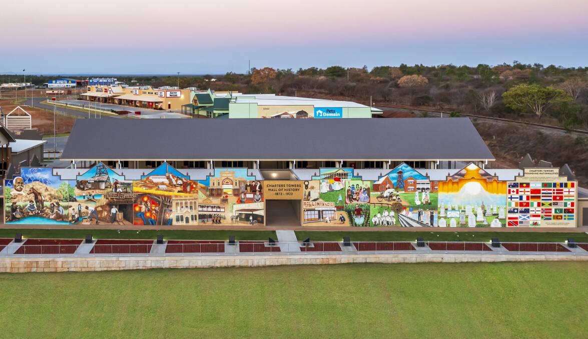 Installed on Poppet Head Plaza, Goldtower Central and facing the Flinders Highway, the Charters Towers Wall of History took approximately 10,000 man hours. Picture: Supplied.