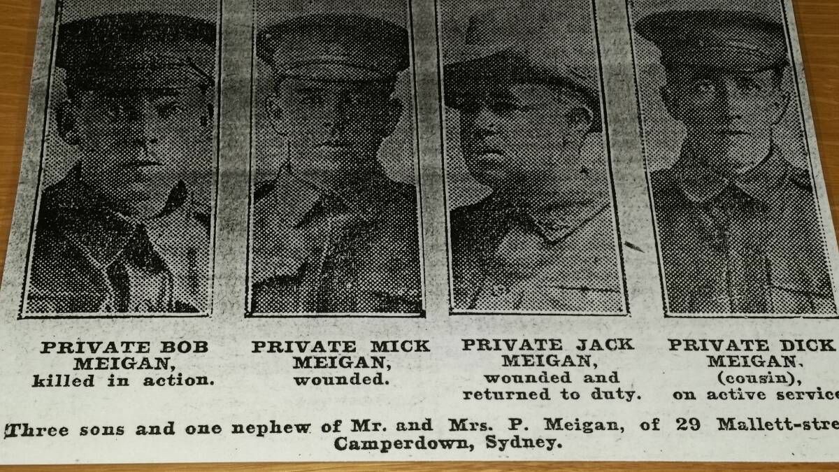 SERVED WITH COURAGE: Private Bob Meigan, Private Mick Meigan, Private Jack Meigan, Private Dick Meigan.