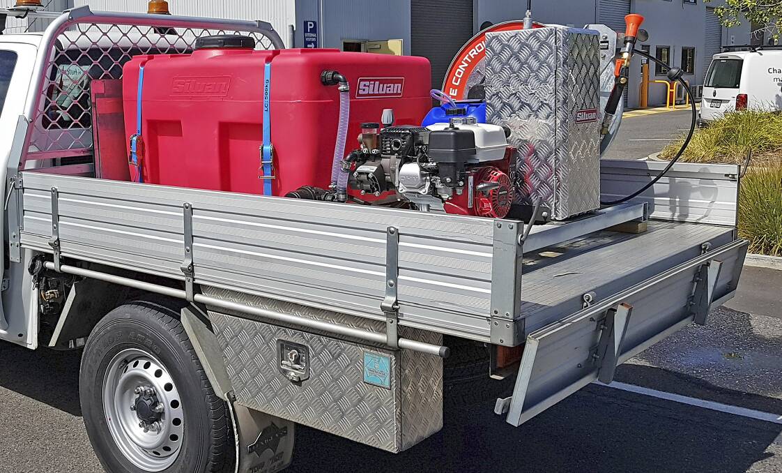 ON THE BACK: a Silvan Reel Tuff 400 litre supply tank, a Honda engine and Dosatron chemical injection system, the new Silvan spray skid is designed to suit viticulture and horticulture producers. 