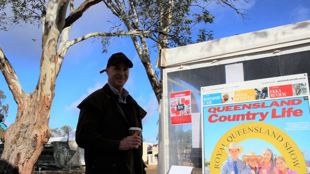 Fairfax Media head of agricultural publishing grabs a cup of coffee before the crowds arrive at CRT FarmFest. 