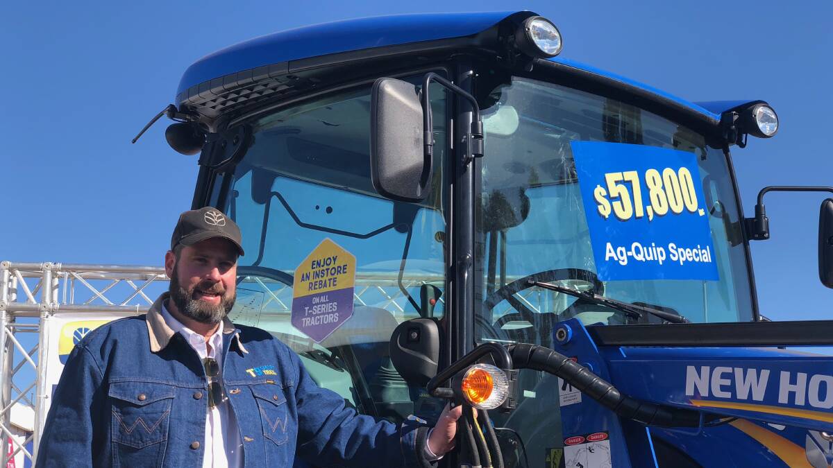 AGQUIP SPECIAL: New Holland, product manager, Mark Crakanthorp with the newly launched cabin utility T4S at Commonwealth Bank AgQuip.