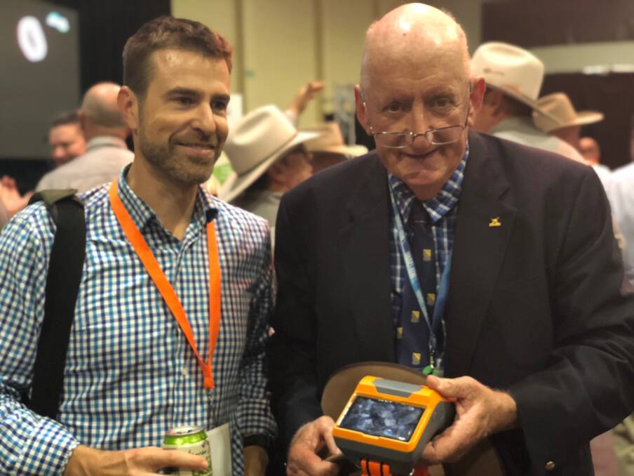 PRODUCT LAUNCH: The Honourable Tim Fischer AC launched the eSheppard at Beef 2018.