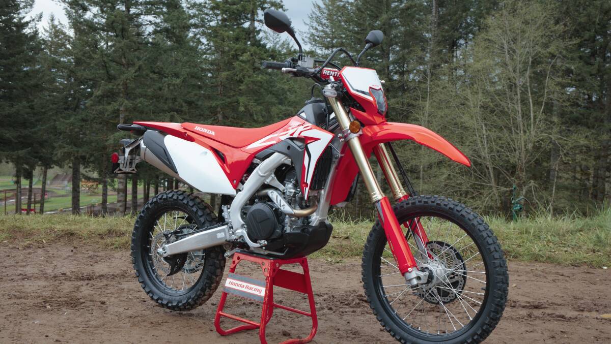 BORN TO BE WILD: The Honda CRF450L features a powerful 449cc Unicam engine, twin-spar aluminium CRF chassis, six-speed transmission and premium suspension.