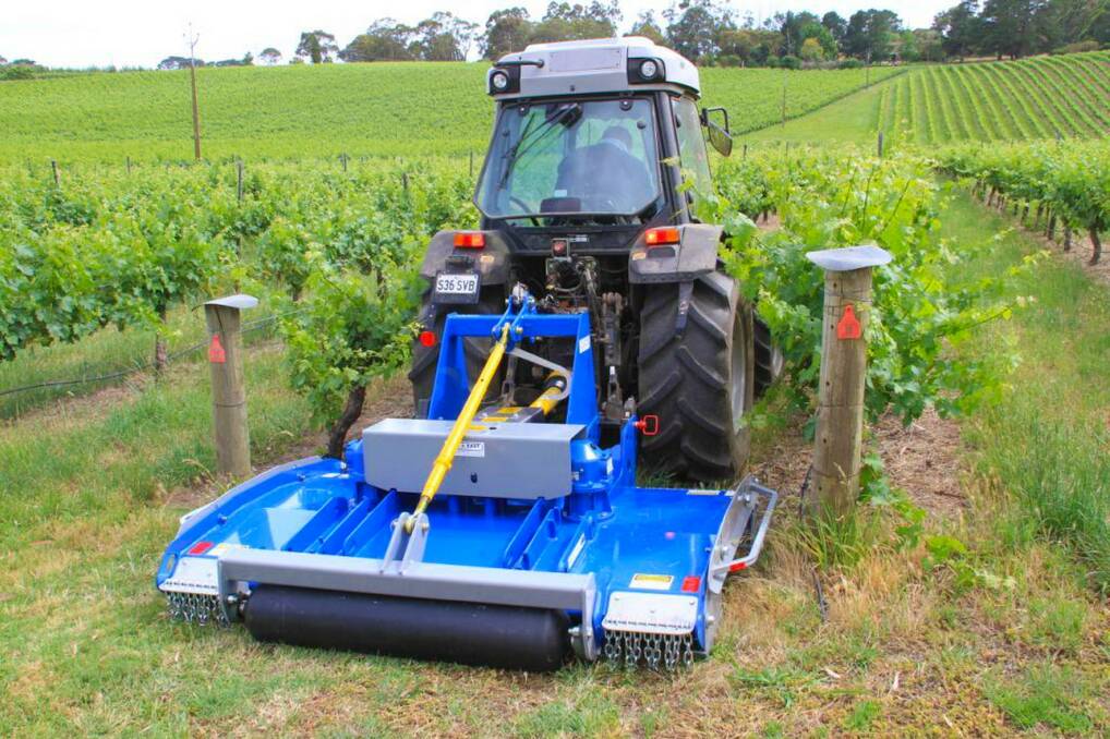 Tight fit: The AF Gason twin rotor 6FT Rapier vineyard mower runs at 1.93 metres, designed to fit the common Australian vineyard spacing. 