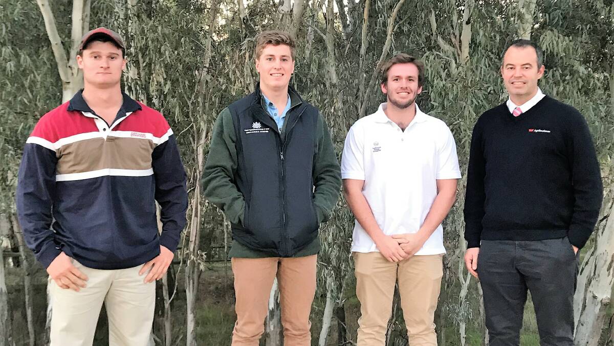 Westpac scholars: Jack Lane, Thomas Taylor and William Scott with Sam Gaston from Westpac. Photo: supplied
