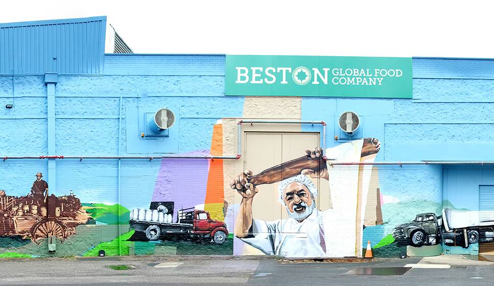 Beston Global Food Company's mural-painted Jervois mozzarella and lactoferrin plant in South Australia.
