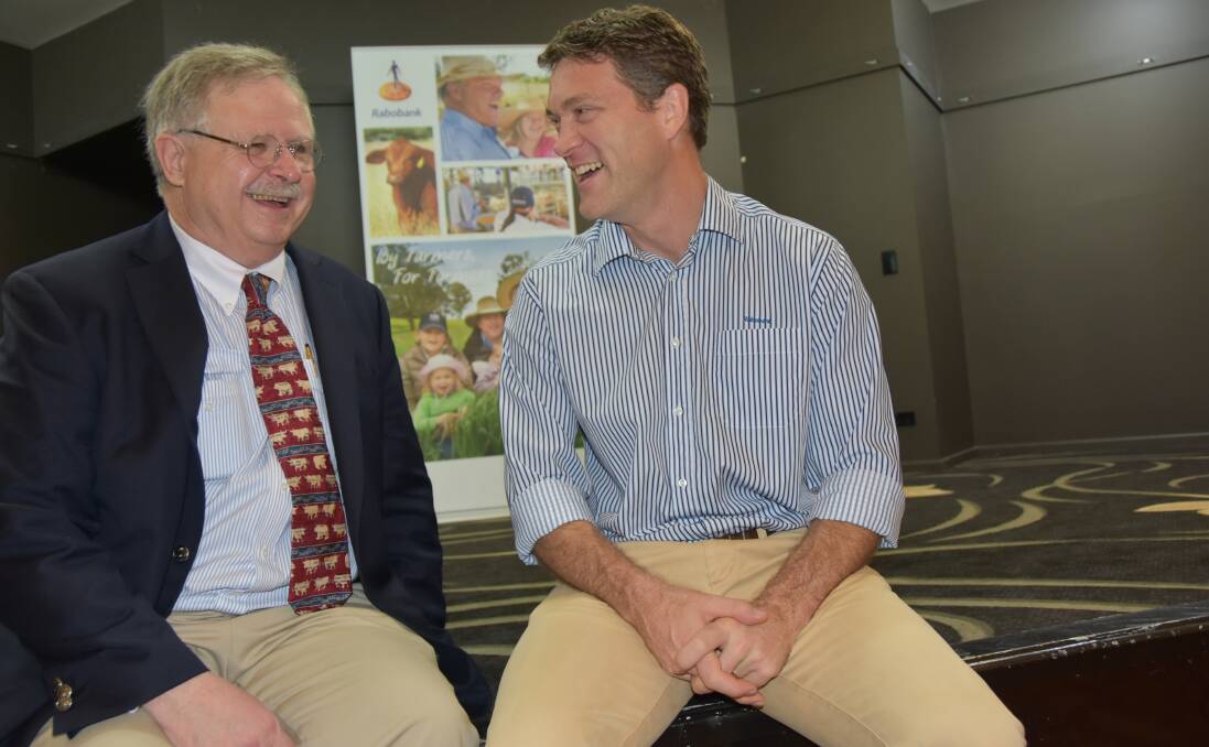 Rabobank United States senior analyst animal protein Don Close with his Australian counterpart Angus Gidley-Baird at Beef Australia in Rockhampton.
