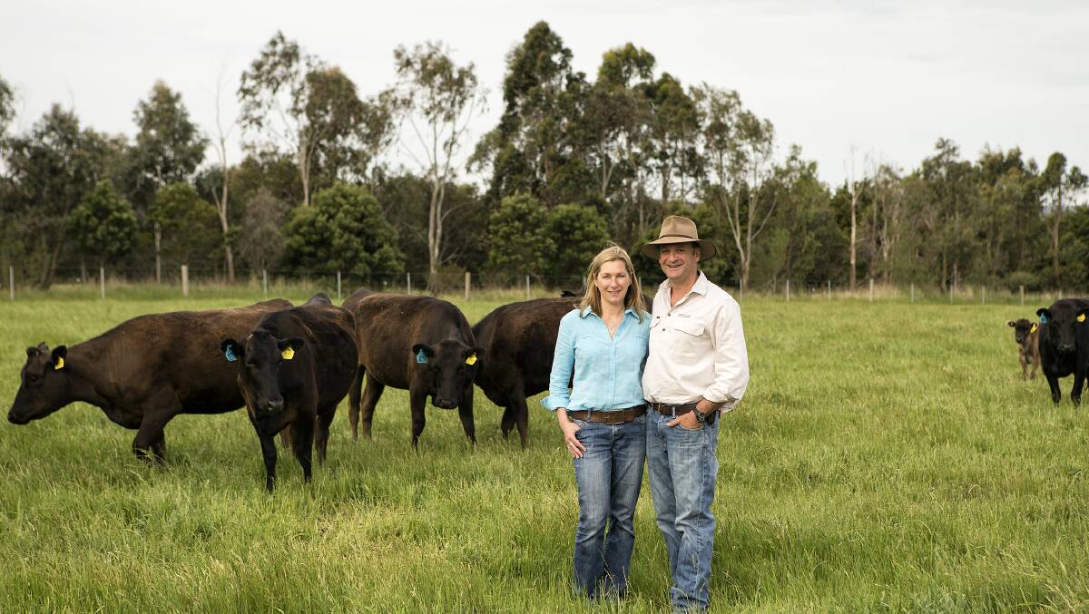Vicki and Nick Sher,“Glen Leckie” at Ballan, near Ballarat, with Wagyu cows.