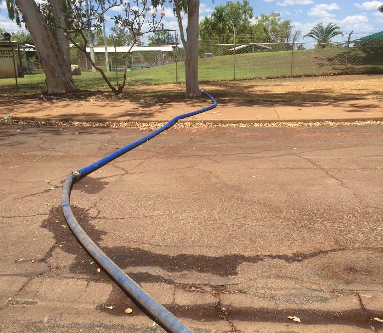 WASTE DISPOSAL: Almost a million litres of contaminated water was flushed out of the Katherine swimming pool back in late 2017.