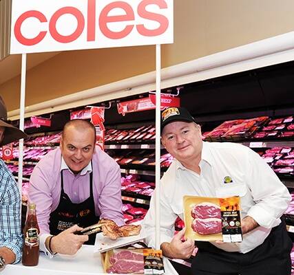 Mark Scates and Australian Country Choice general manager David Foote showing Coles red meat.