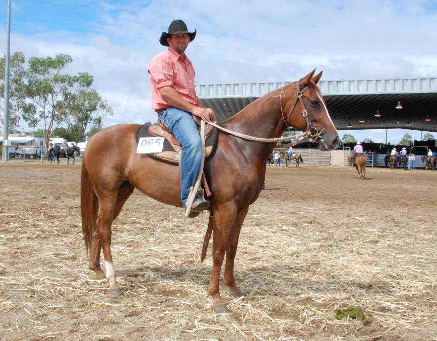 Equal second top sale price of $40,000 was mare Oneofakind Nic Of Time ridden and owned by Zane Habermann.