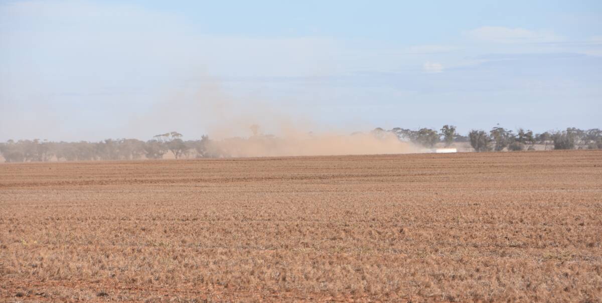 Farmers have been kicking up the dust in their sowing programs in the Wimmera/Mallee this year, such as this grower in the Watchupga district near Birchip earlier in the month.