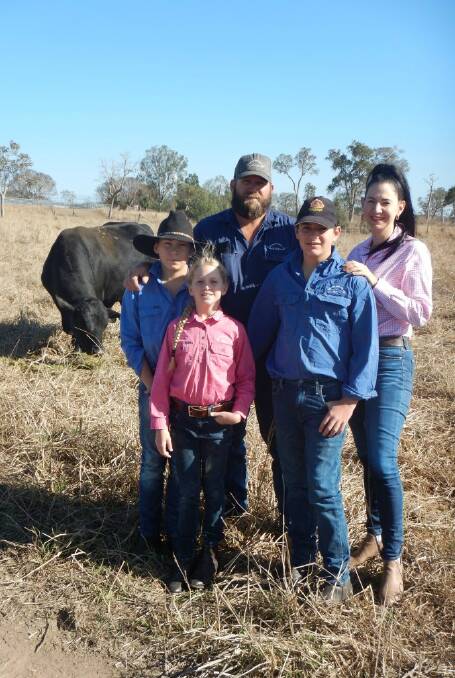 The Callander clan: Drew and Lisa Callander with their children Trent, Abby and Jye, on-property at Oakdale 45kms west of Mackay.