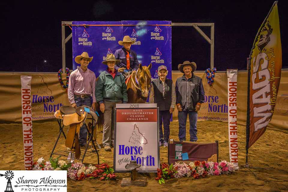 2018 MAGS Horse Of The North Classic champion, Wayne Bean on 'Moore Hard Acres, with Berry Shann, Ernest Bassingthwaighte, Susan Salmond and Peter Glenwright.