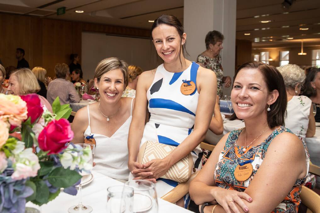 Top time: Fiona Mitchell, Kathy Dyer and Helen Groves joined with more than 100 women of the land at the 2019 Ladies Lunch held during the annual NTCA Conference.