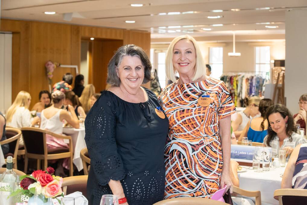 All smiles: The Honourable Vicki OHalloran Administrator of the Northern Territory and Bernadette Burke at the 2019 Ladies Lunch in Darwin.
