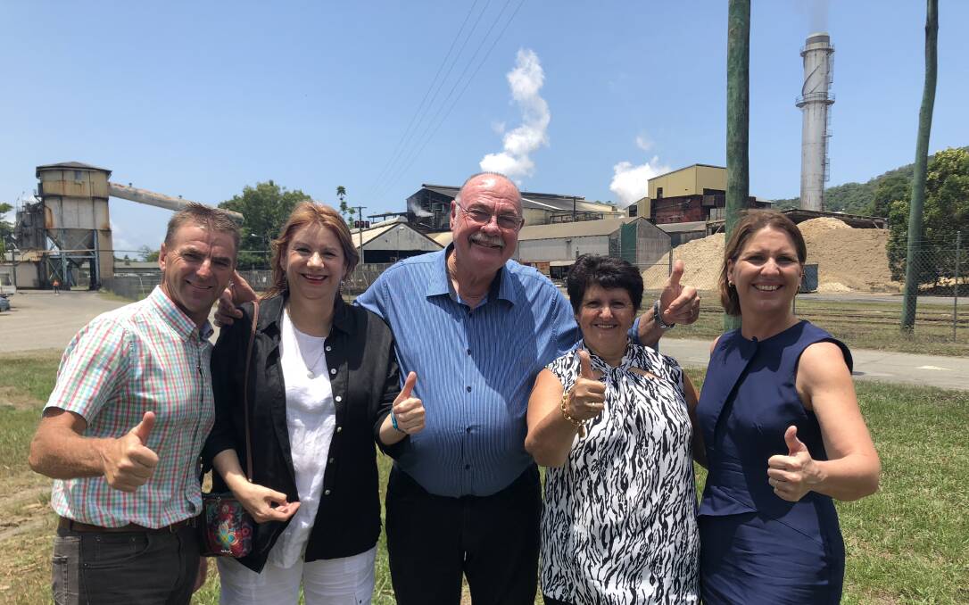 Advance Cairns CEO, Nick Trompf; Douglas Shire Council mayor, Julia Leu; Member for Leichhardt, Warren Entsch; Canegrowers Tableland chairwoman, Maryanne Salvetti; and Cairns Chamber of Commerce CEO, Debbie-Anne Bender, following the funding announcement.
