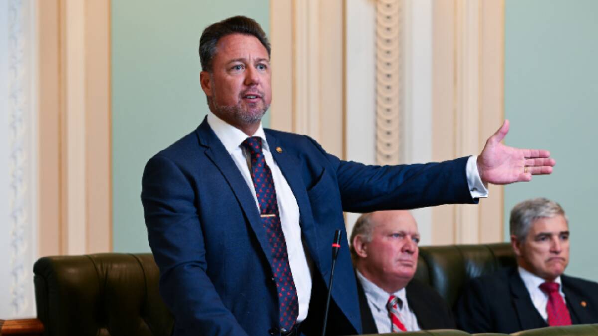 Hinchinbrook MP Nick Dametto,pictured wth fellow KAP members Shane Knuth and Robbie Katter, asking questions about the gillnet fishing ban in state parliament. Picture supplied.