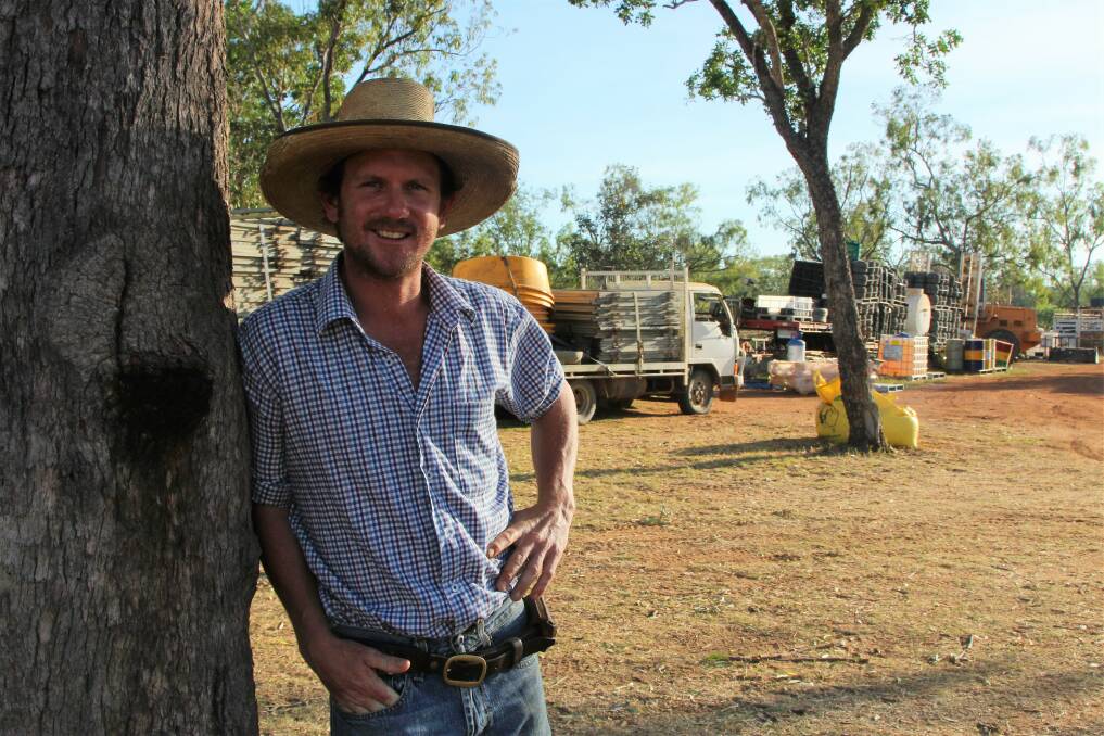 Big business: Lach McClymont with about a fifth of the gear he uses in his mustering camp, stored at a base in the Gulf country. Picture: Sally Cripps.