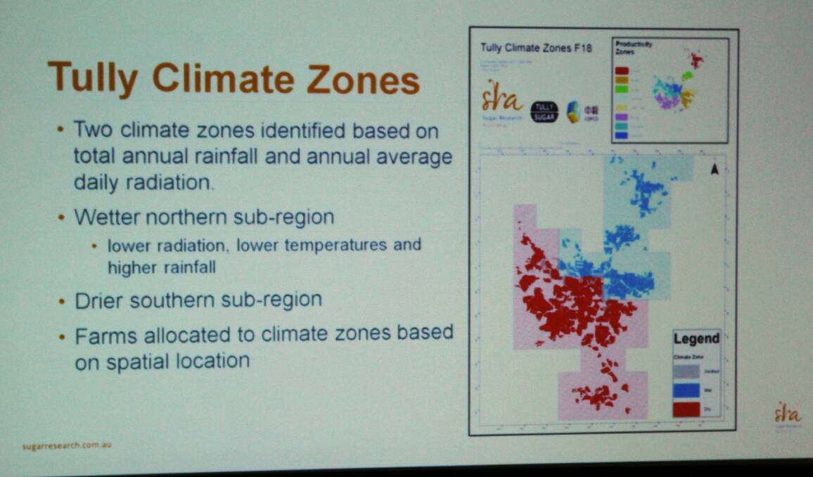 A map showing two distinct climate zones in the Tully growing region.