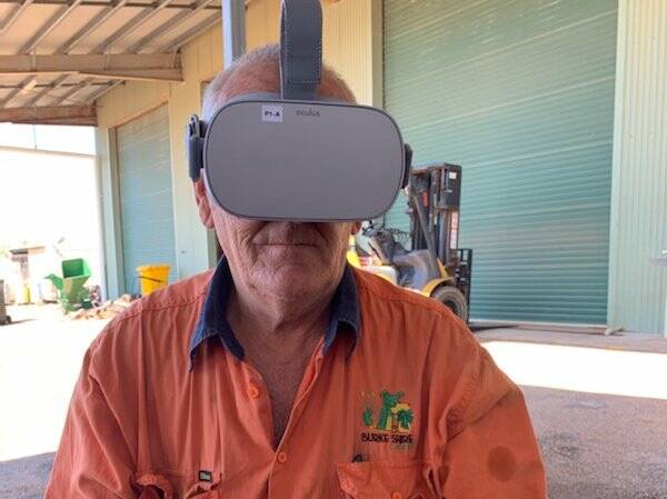 One of the Burke Shire Council employees using the VR headset.