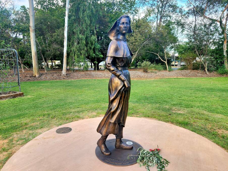 The bronze statue of Greta Towner in Blackall's Memorial Park. Picture: Sally Gall