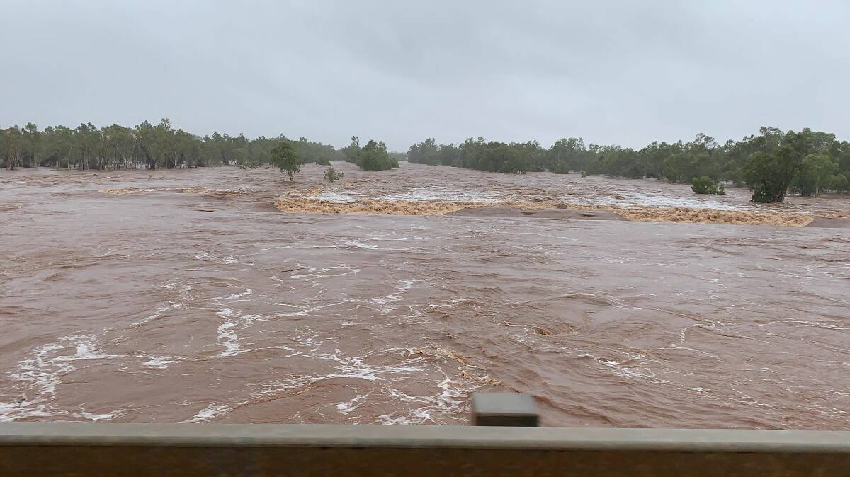 The Cloncurry River in flood in February.