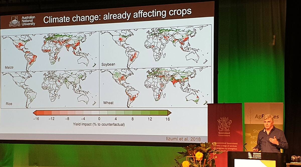 The effect of a changing climate on various crops was one of the many impacts shown by Dr Mark Howden during his presentation.