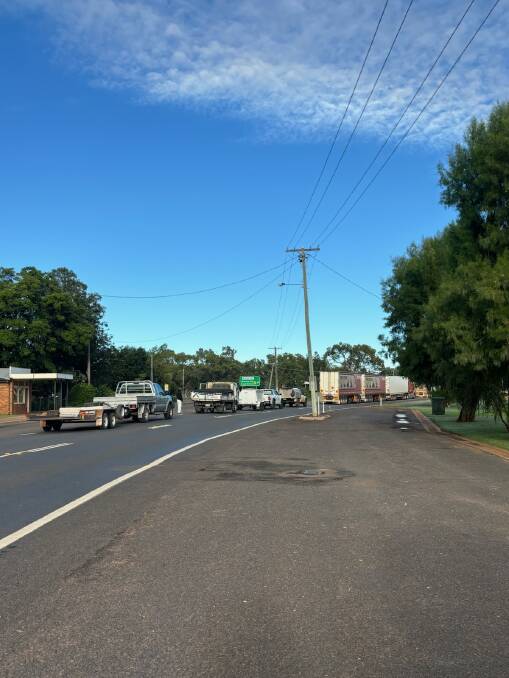 Traffic backed along the Landsborough Highway at Morven over the weekend. Picture: Kylee Smith