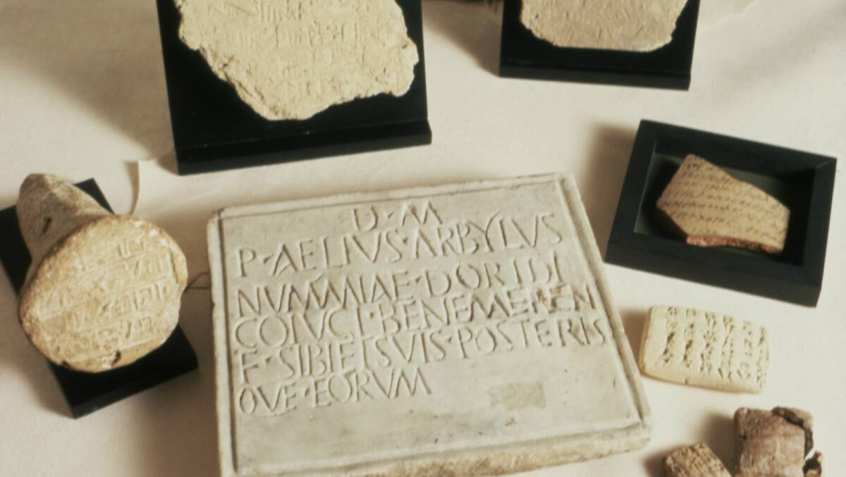 Ancient tablets from the State Library collection shown in a Historical Thinking workshop for Live at the Library. Picture: Supplied