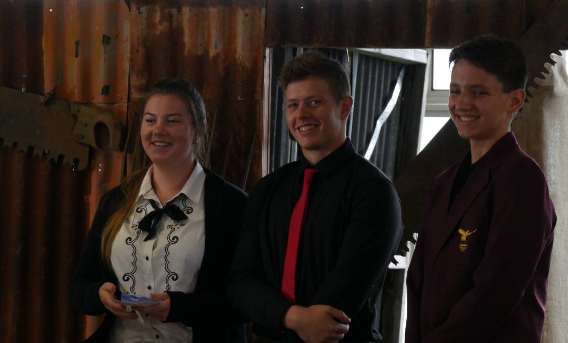 Cairns Show Young Rural Achiever winner, Alyssa McNamara of Ravenshoe, with runners-up, Austin Watkin of Malanda and Bradley Mather of Tolga.