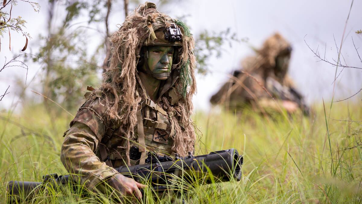 A soldier from 3rd Battalion, Royal Australian Regiment awaits orders to engage a target during an anti-armour stalk at Townsville's Field Training Area. Picture: Corporal Daniel Sallai