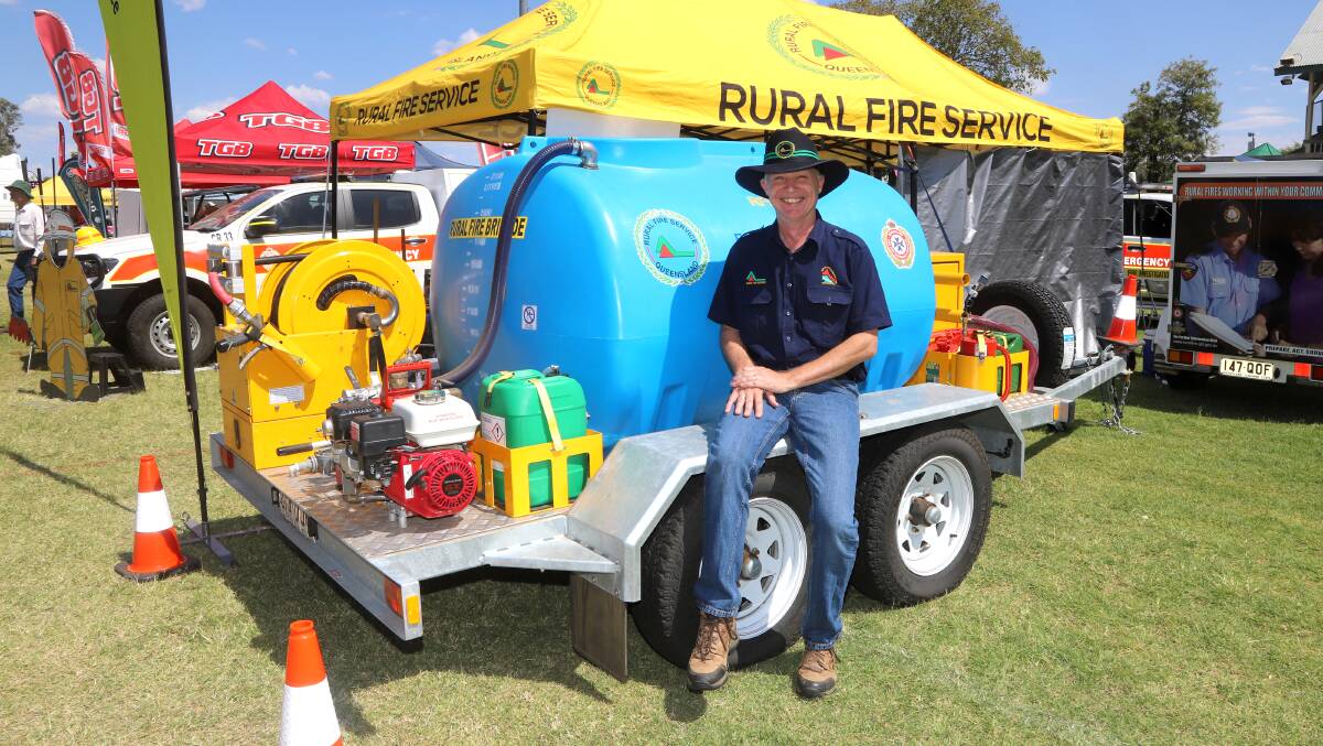 Rural Fire Brigades Association Queensland CEO Justin Choveaux spreading the bushfire awareness message at the Westech Field Days at Barcaldine. Picture: Sally Gall