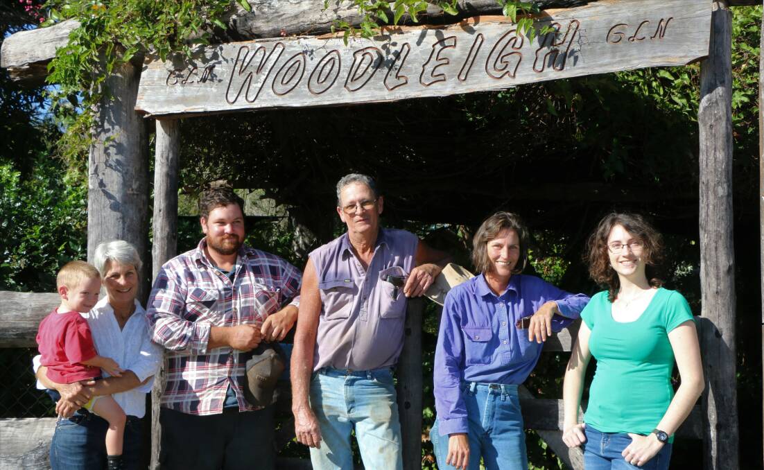 Leaving the land in a healthy state: Woodleigh Station’s Lawrie Strang, Kate Waddell, Sam Waddell, Peter Waddell, Rachel Strang and Ellen Golebiowski.