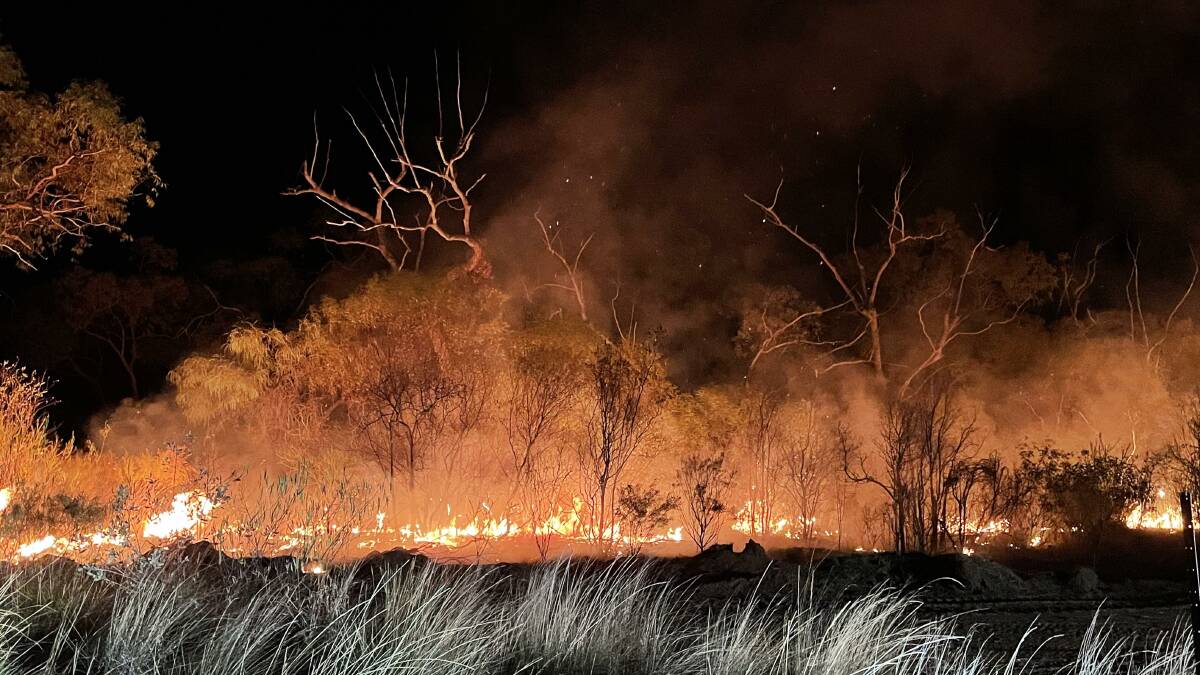 A view of the bushfire being fought along the Flinders Highway in White Mountain National Park. Picture: Sharon Jonsson