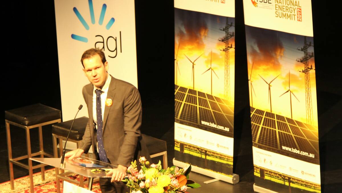 Federal Resources Minister, Matt Canavan, addressing the national energy summit in Toowoomba.