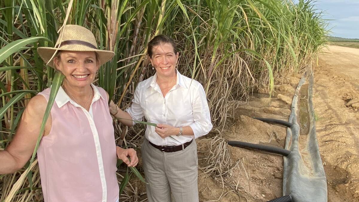 Federal Environment Minister Sussan Ley and Senator Susan McDonald inspecting innovative approaches to improving water quality in the Burdekin. Picture supplied.