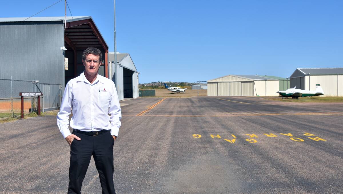 Charters Towers Mayor Frank Beveridge at the town's airport. Photo: supplied