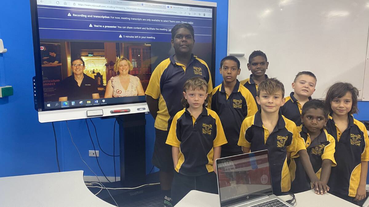 Urandangi State School students taking part in a Live at the Library session. Picture: Supplied