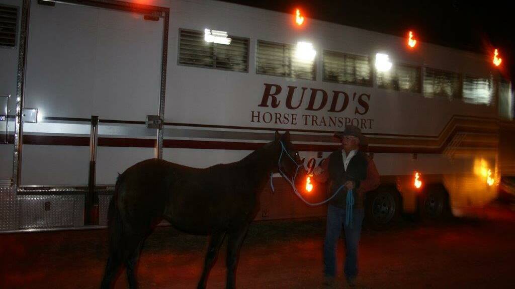 John Davison taking delivery of Dream Catcher from Rudd's Horse Transport.