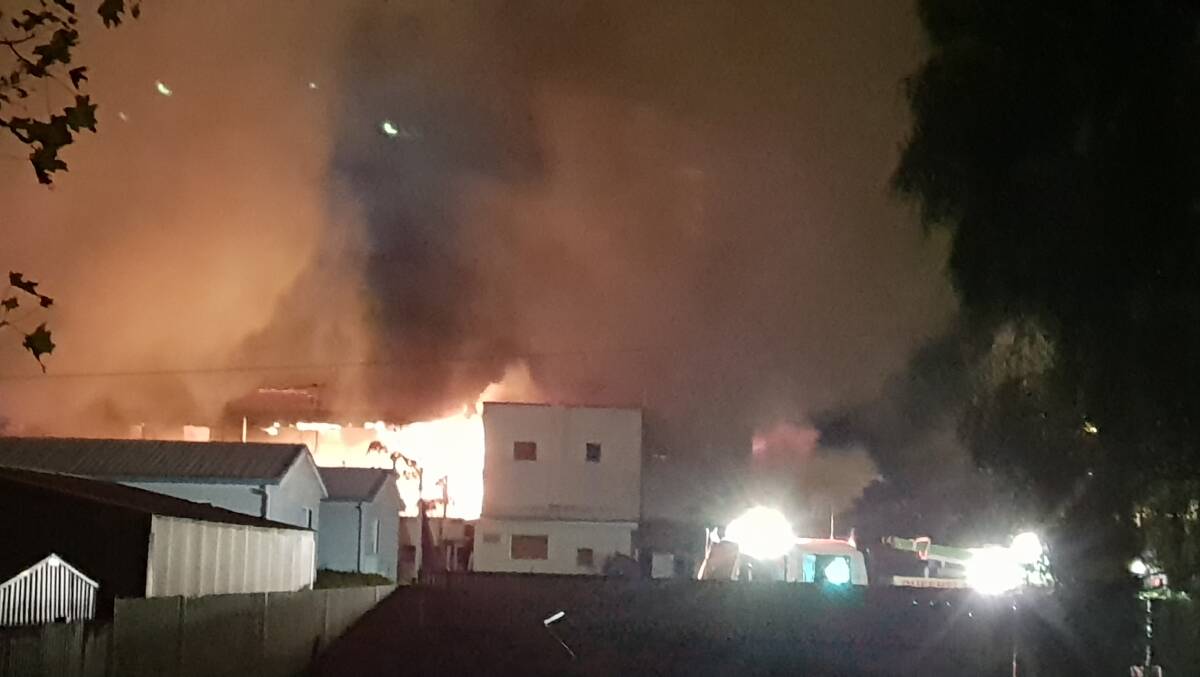 Another view of the blaze at the Lyceum Hotel in Longreach on Thursday night.