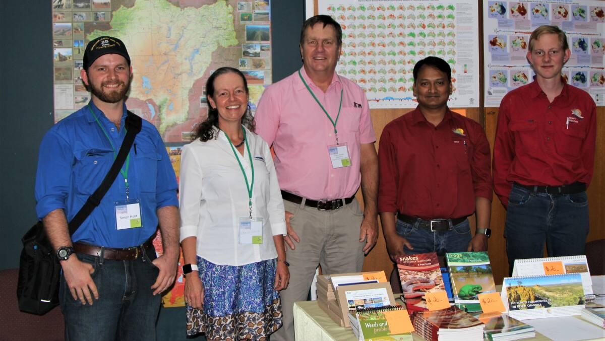 Desert Channels Queensland chairman Andrew Drysdale, centre, with Simon Hunt, DAF, Louise Gavin, Remarkable NRM, Atherton Tableland, and DCQ's Roshan Karki and Nathyn Jackson.